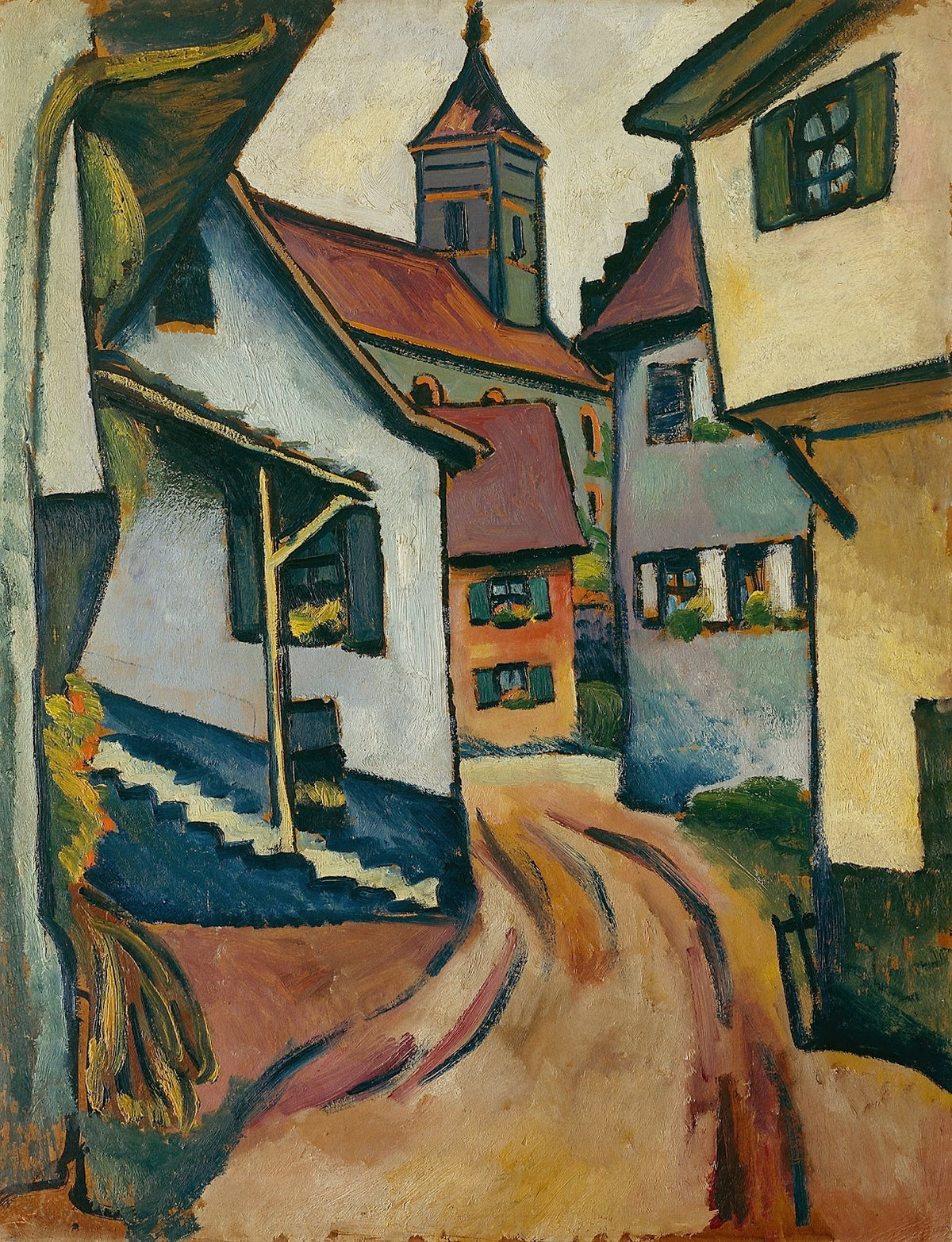 Street with Church in Kandern 1911