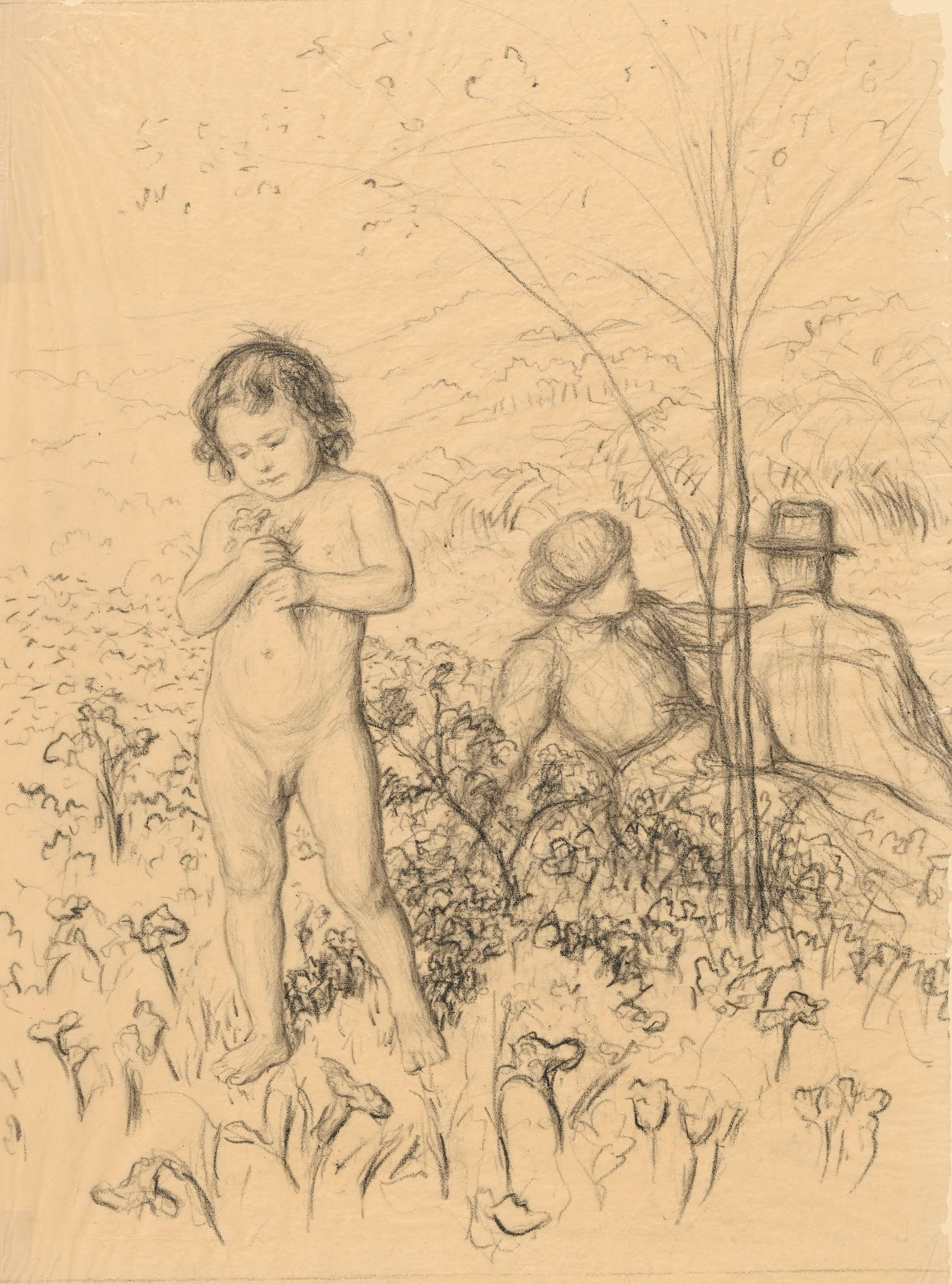 Naked boy in the garden 1900
