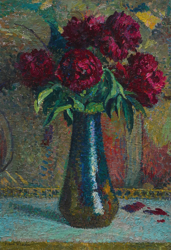 Pivoines rouges dans un vase Dalpayrat