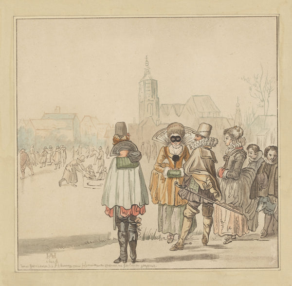 Elegant gezelschap op het ijs 1766
