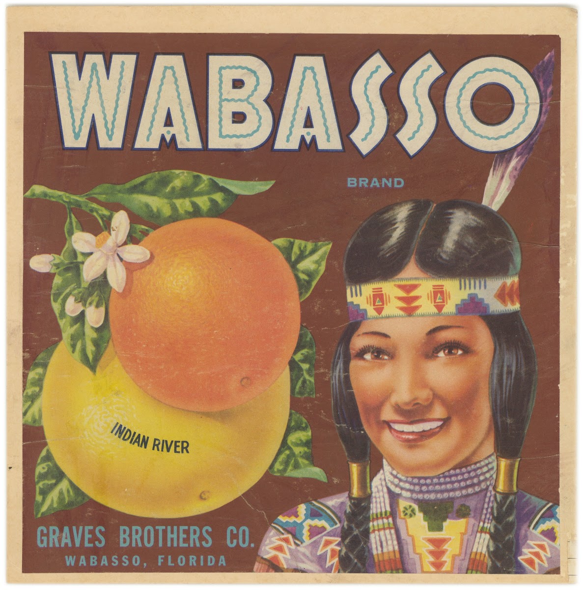 Wabasso Brand Citrus Label 1930 1950