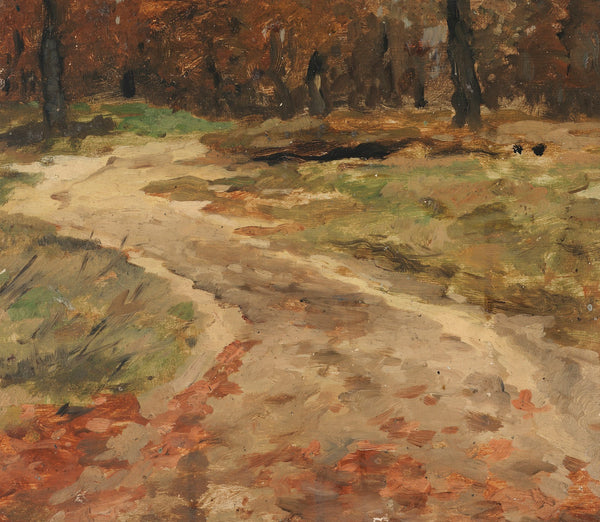 Waldweg im Herbst Um 1900