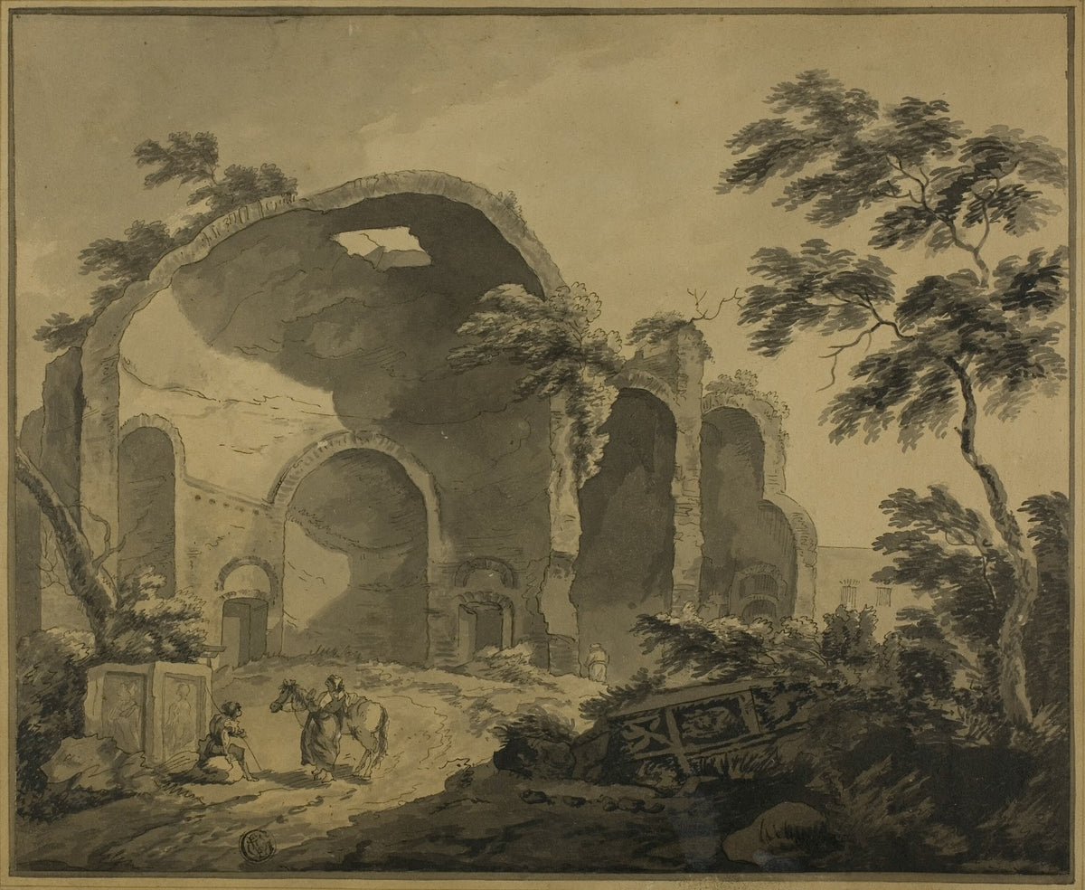 Roman Ruins with Two Peasants Conversing in the Foreground