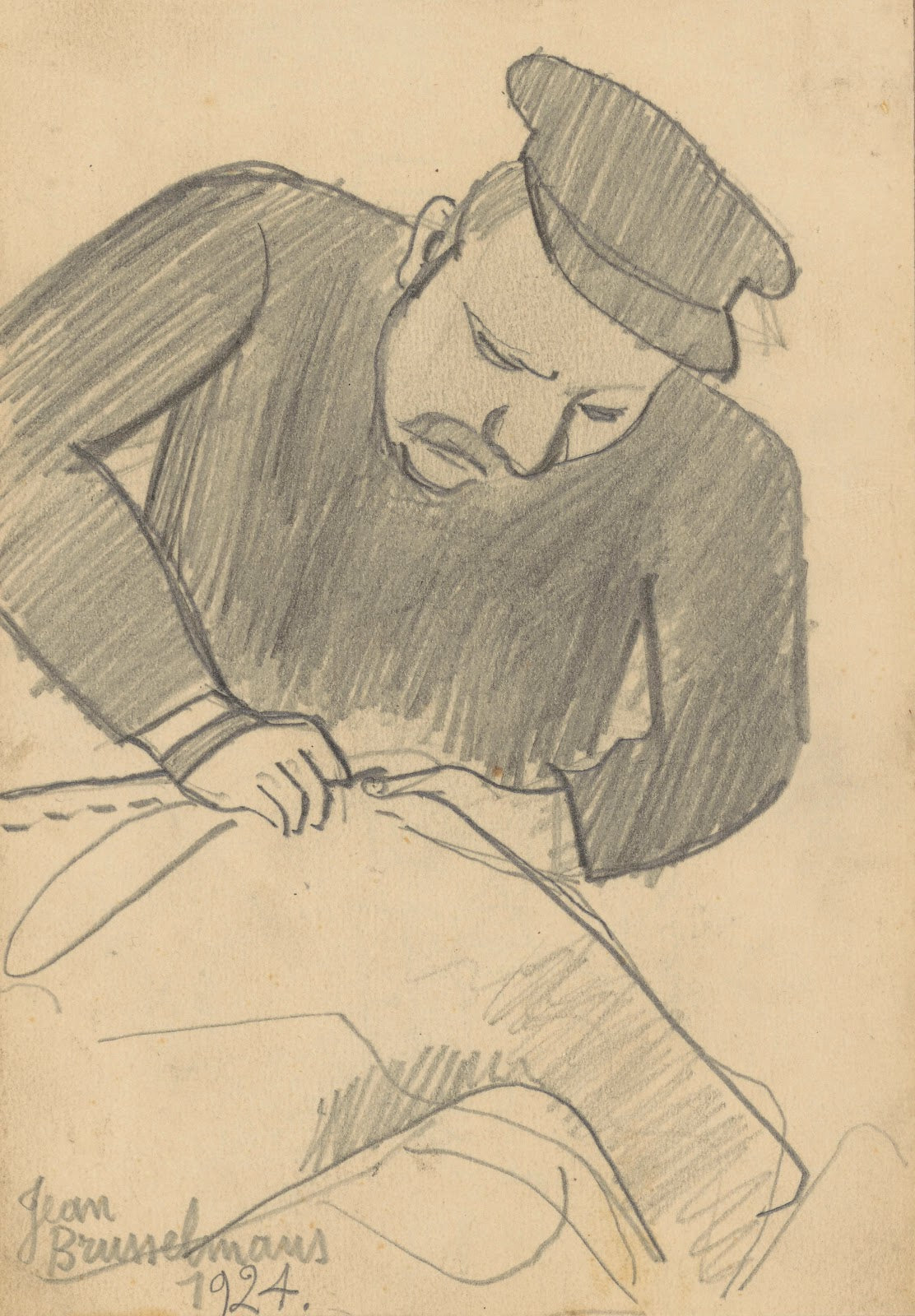 Man sewing 1924