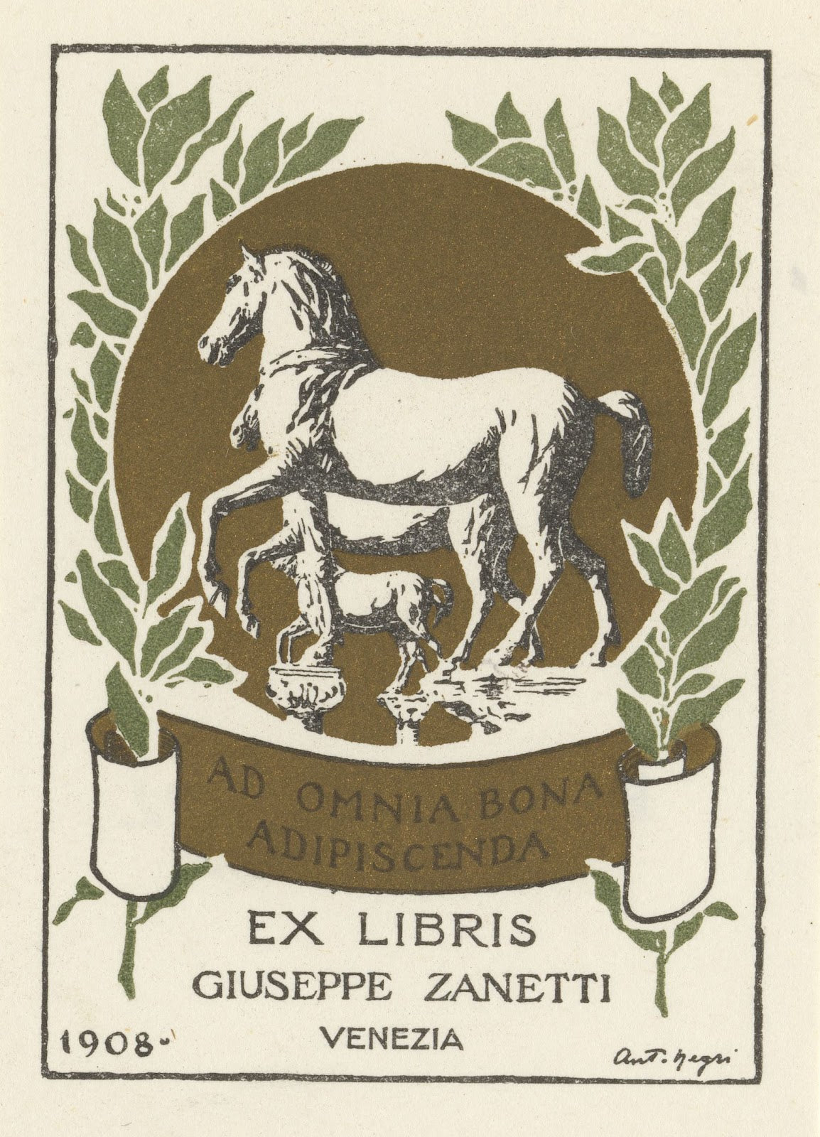 Ex libris van Giuseppe Zanetti 1908