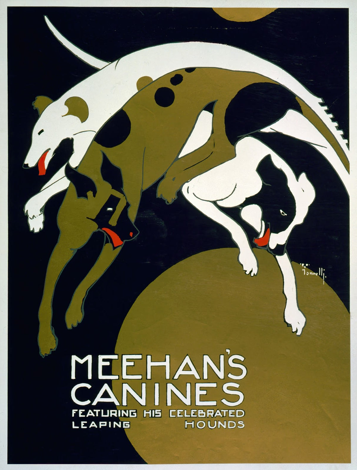 Meehans canines Featuring his celebrated leaping hounds 1970