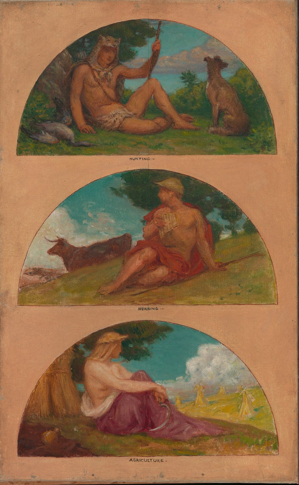The Progress of Civilization Hunting Herding Agriculture mural study State Capit