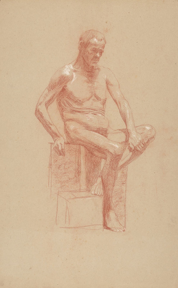 Study of a sitting male nude