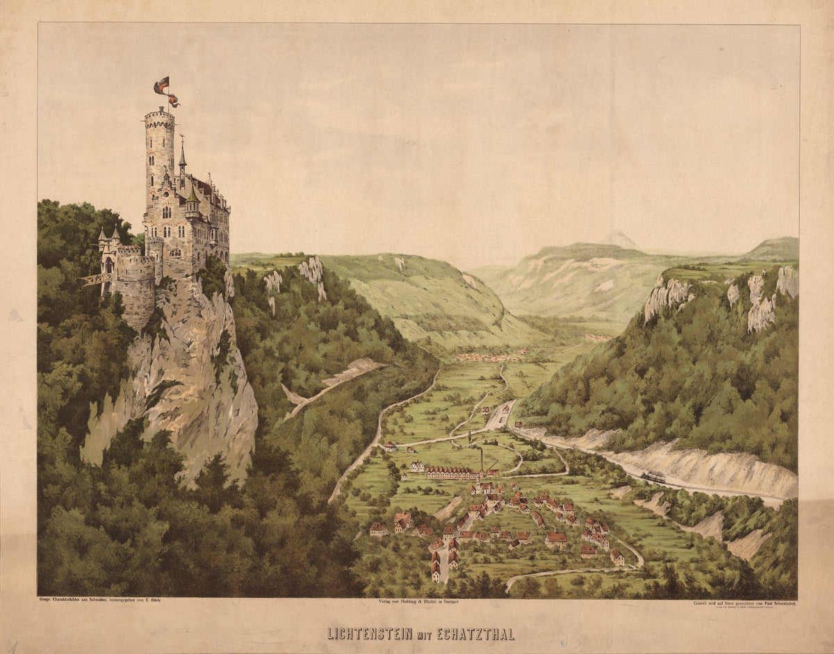 Lichtenstein Castle With Echaz Valley 1905