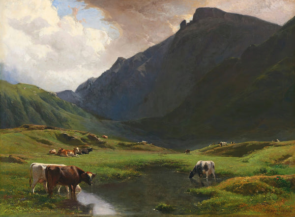 Alpine Landscape With Cows And Goats 1859