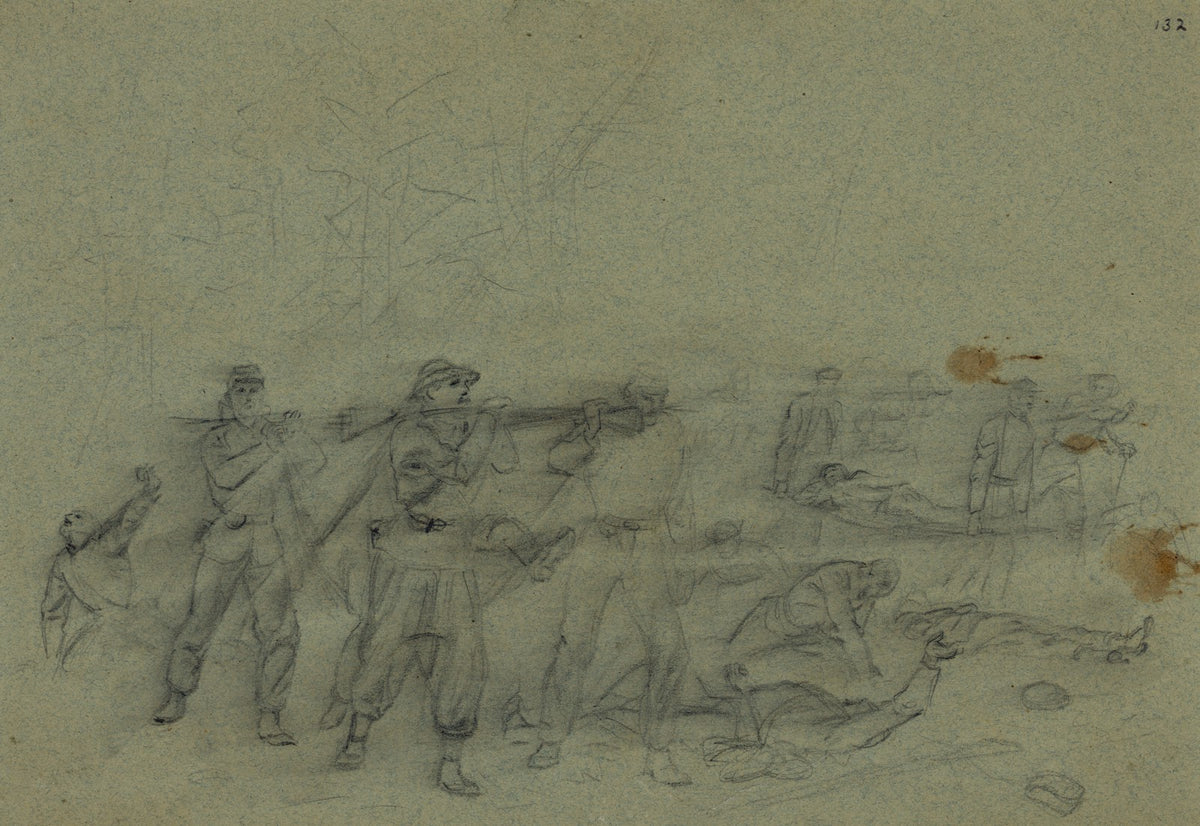Wounded being carried away 1864