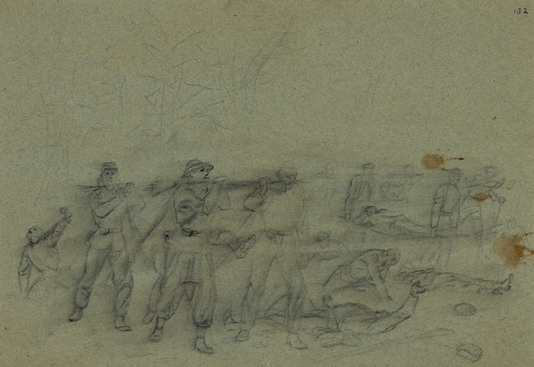 Wounded being carried away 1864