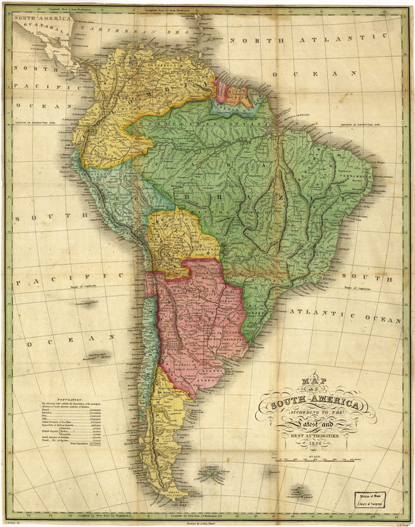 Map of South America According to the Latest and Best Authorities 1826