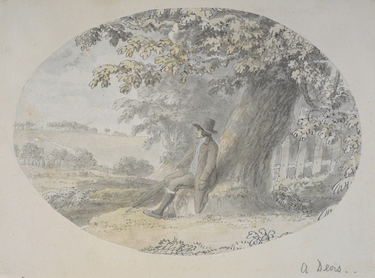 Landscape with seated man 18th century