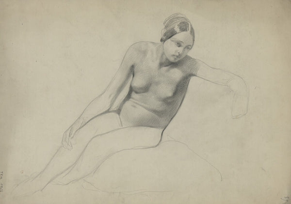 Academic nude of a seated woman 19th century