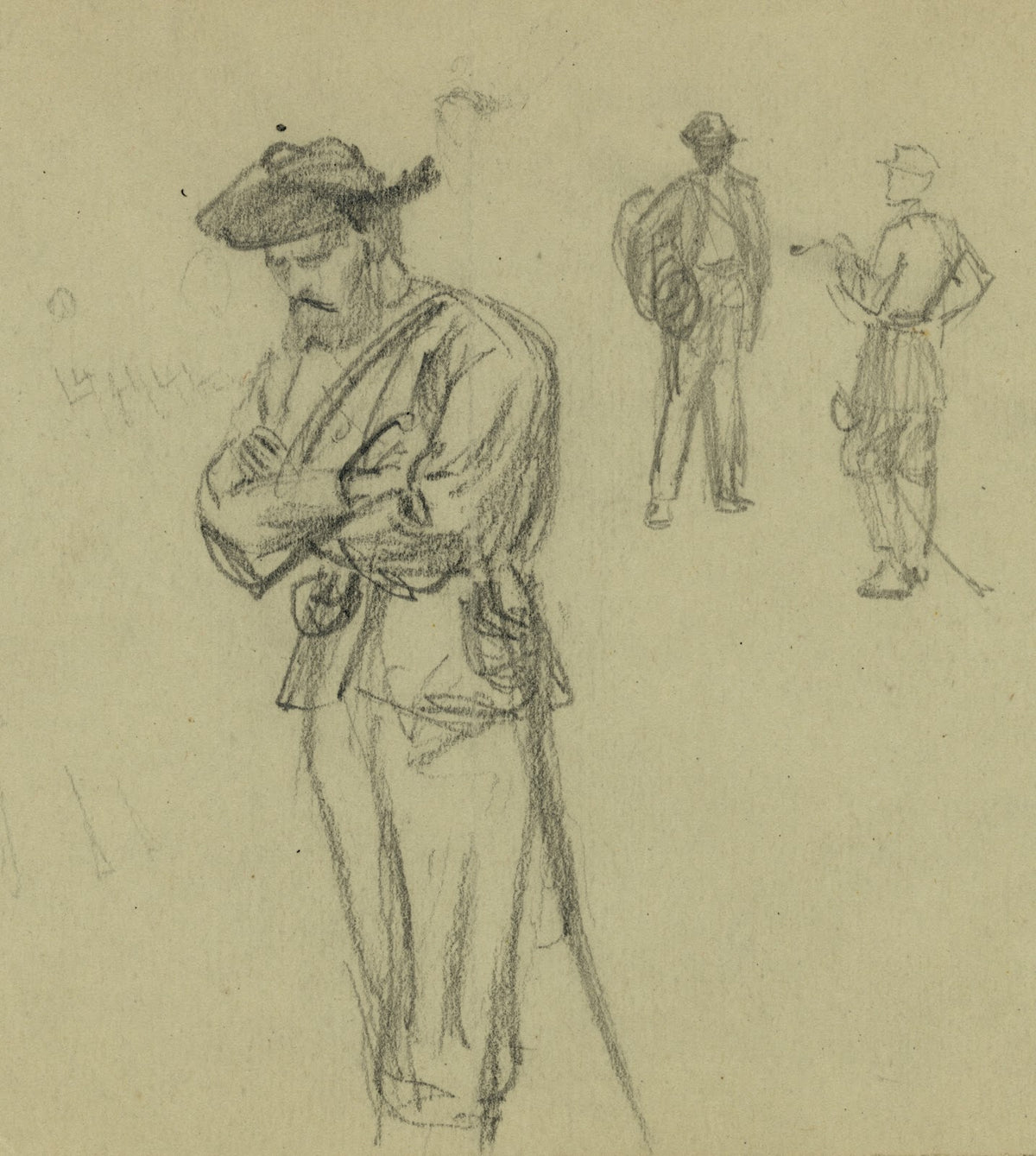 Three figure studies of soldiers 1860 1865