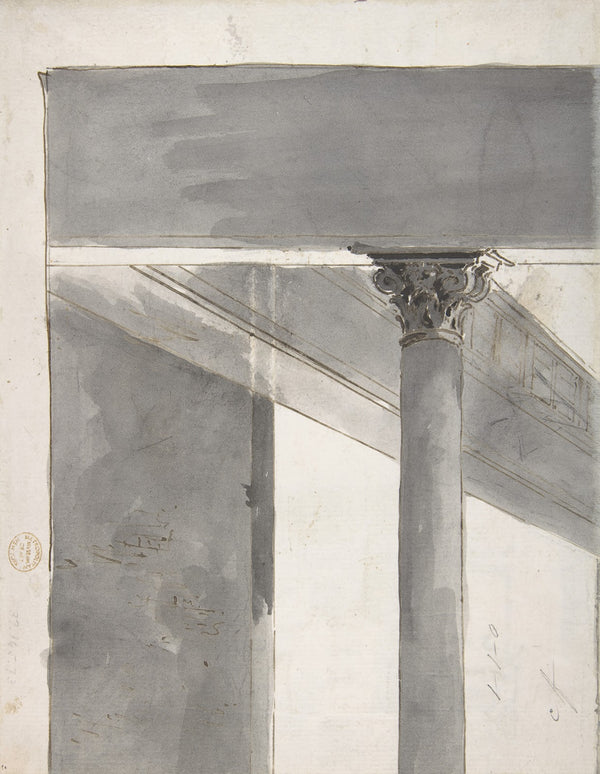 Fragment of a Larger Drawing Representing Part of a Column and a Cornice 1712183