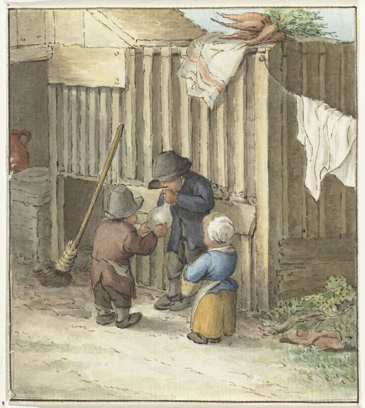 Drie kinderen spelend met een varkensblaas 1775 1833