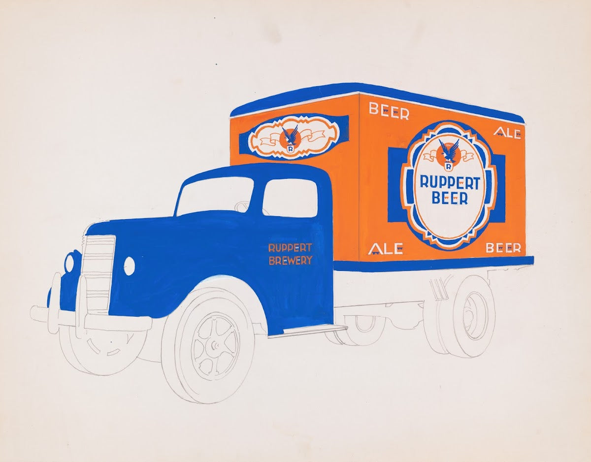 Graphic designs for Ruppert Beer and ale truck project 1935