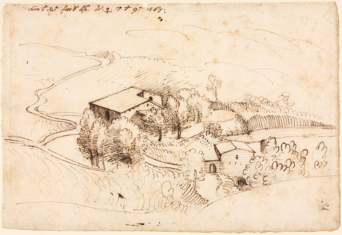 Farm with Trees in a Hilly Landscape 1567