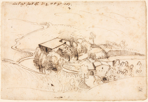 Farm with Trees in a Hilly Landscape 1567