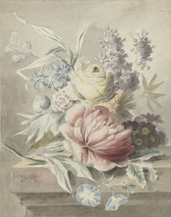 Bloemen op een plint liggende c 1700 c 1800