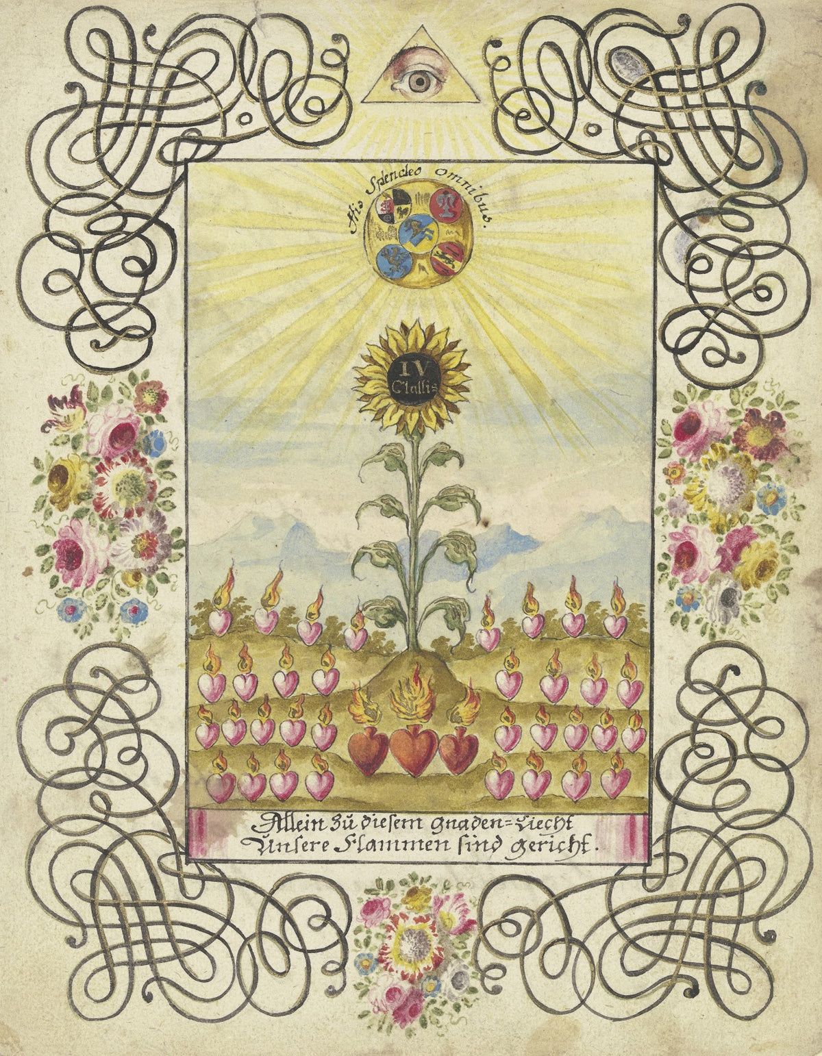 Sonnenblume mit Goldaufschrift