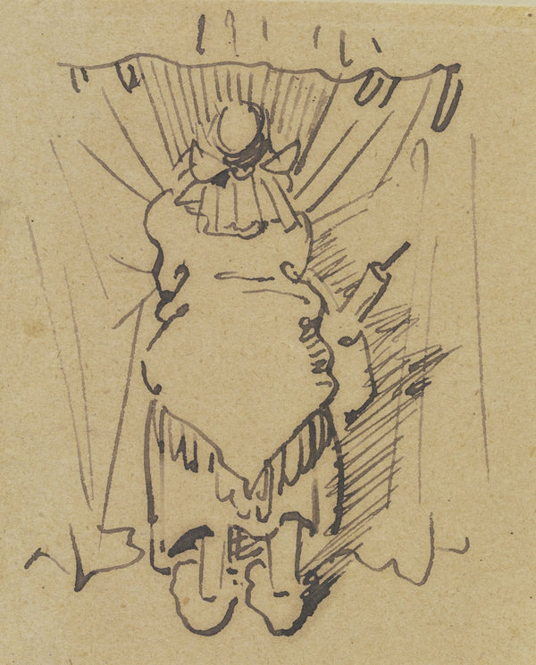 Frau Knopp verschließt einem Vorhang 1876