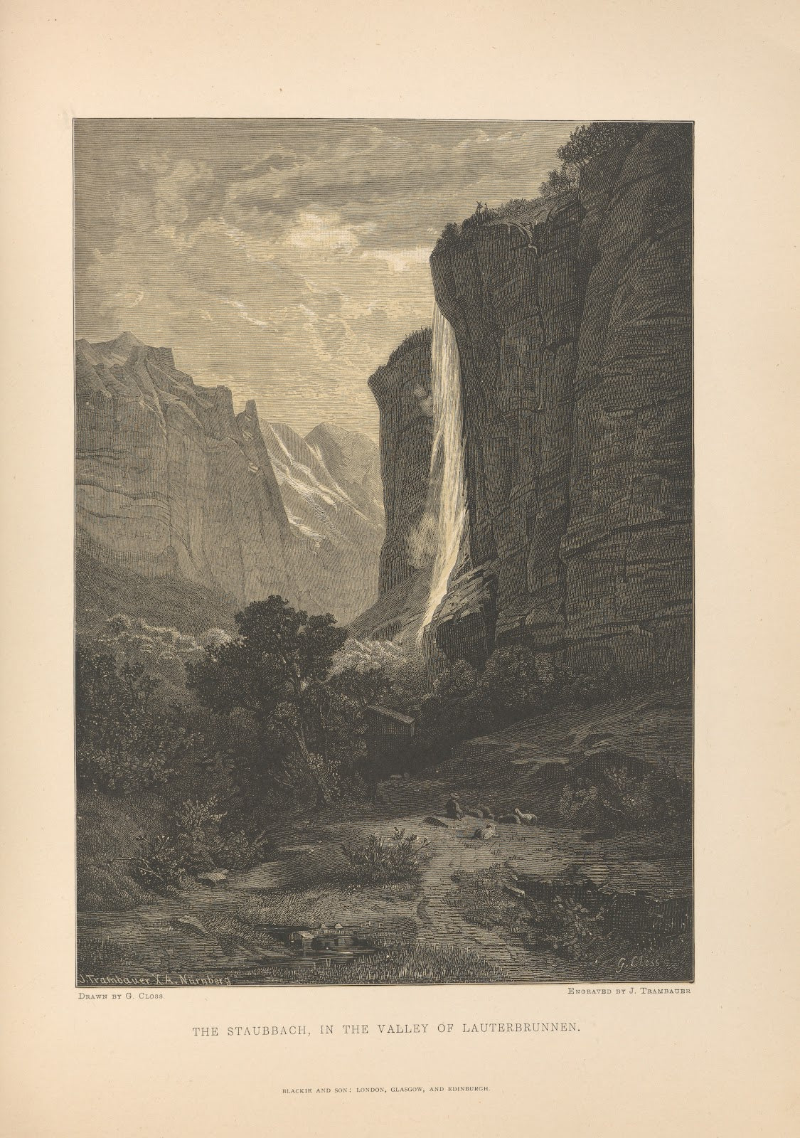 G Closs The Staubbach in the Valley of Lauterbrunnen 1881