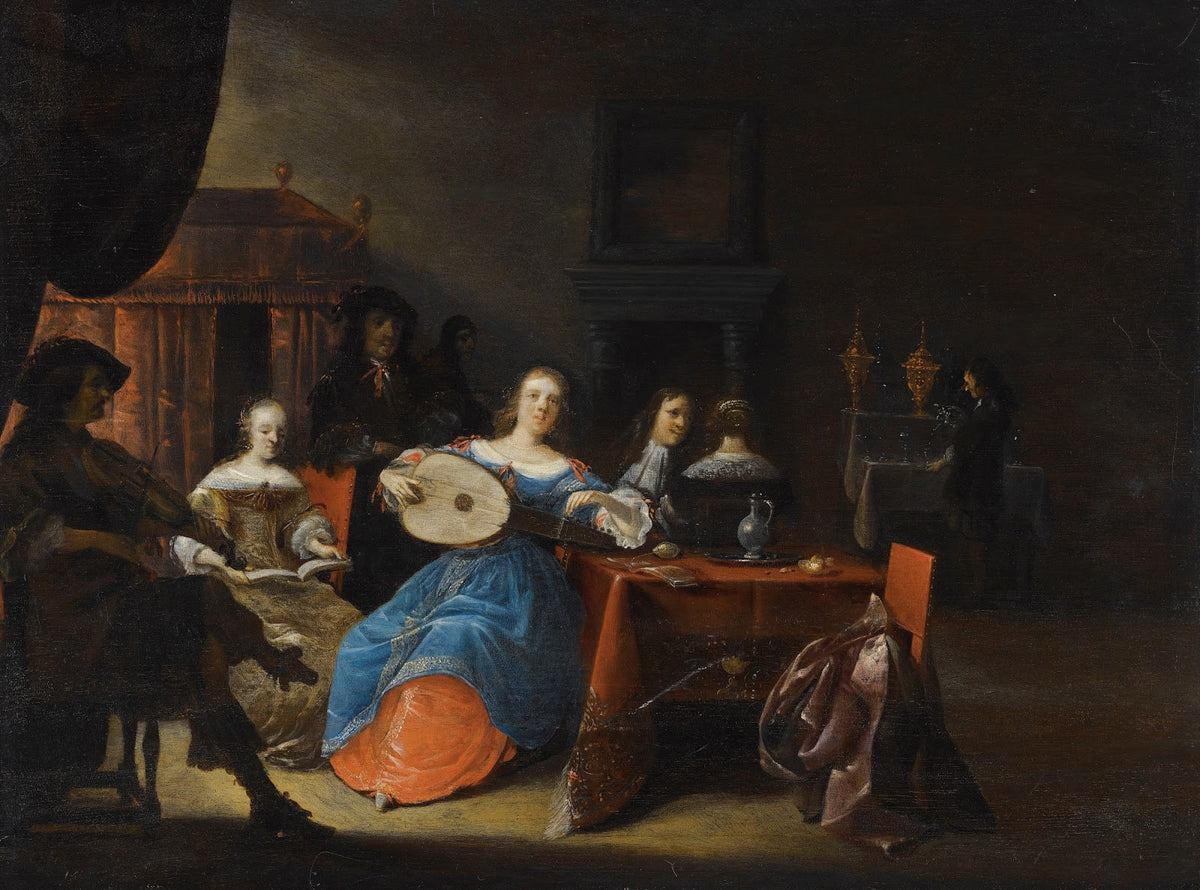 An Elegant Company Making Music In An Interior 1660s