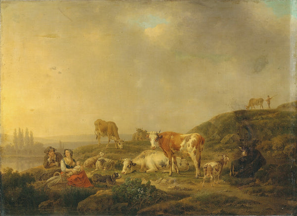 A river landscape with drovers and cattle 1790