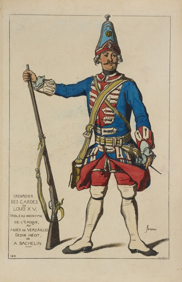 Grenadier des gardes de Louis XV tableau anonyme de lépoque au Musée de Versaill