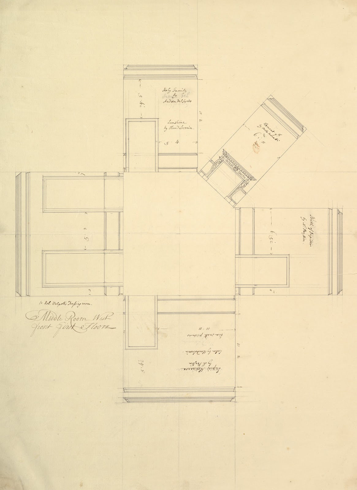 Treasury House 10 Downing Street London Plan of Sir Robert Walpoles Dressing Roo
