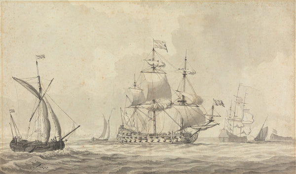 Warships in a Stiff Breeze off the Dutch Coast 1785