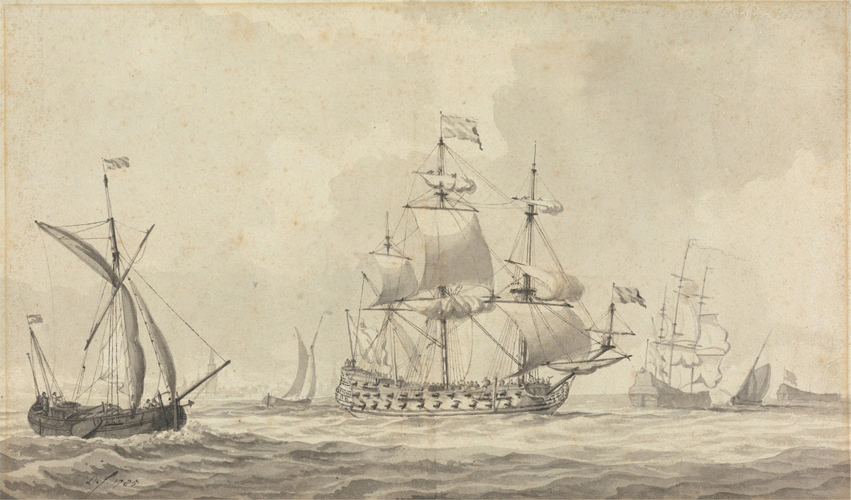 Warships in a Stiff Breeze off the Dutch Coast 1785