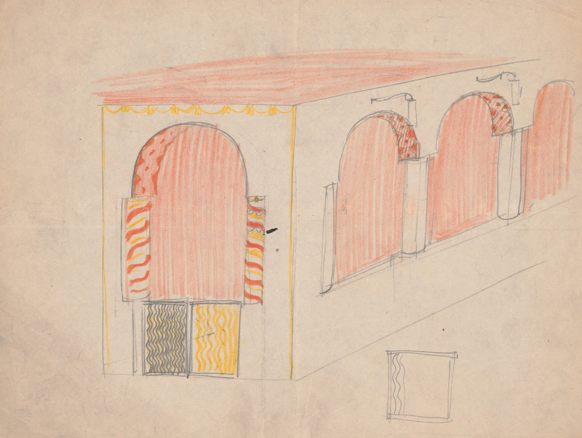 Design sketches for Crillon Restaurant New York NY Perspective of interior 1919