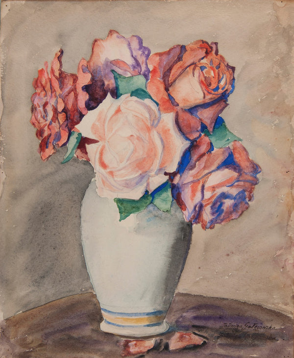 Roses in a white vase 1940s
