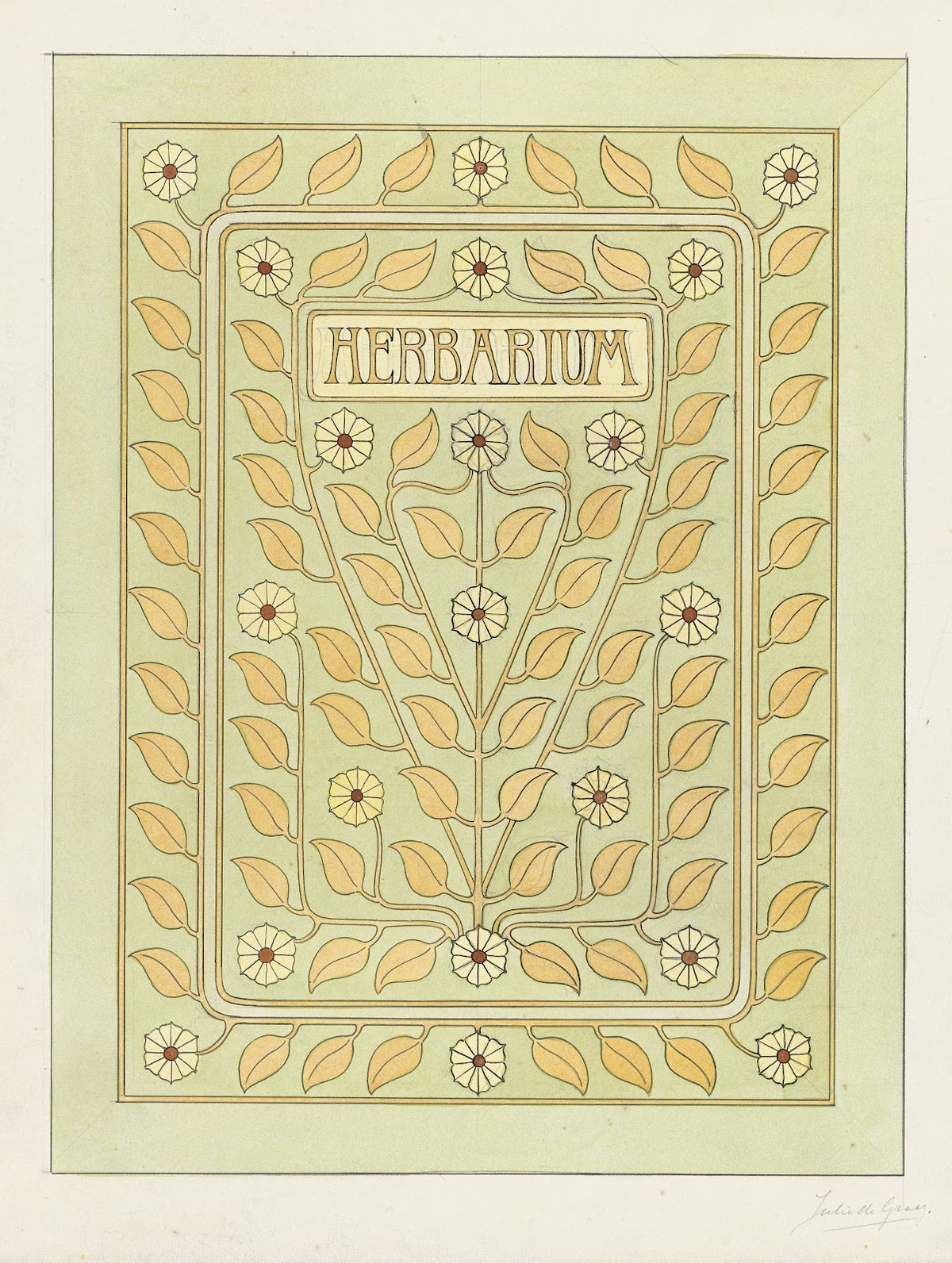 Ontwerp voor een omslag voor een herbarium 1887