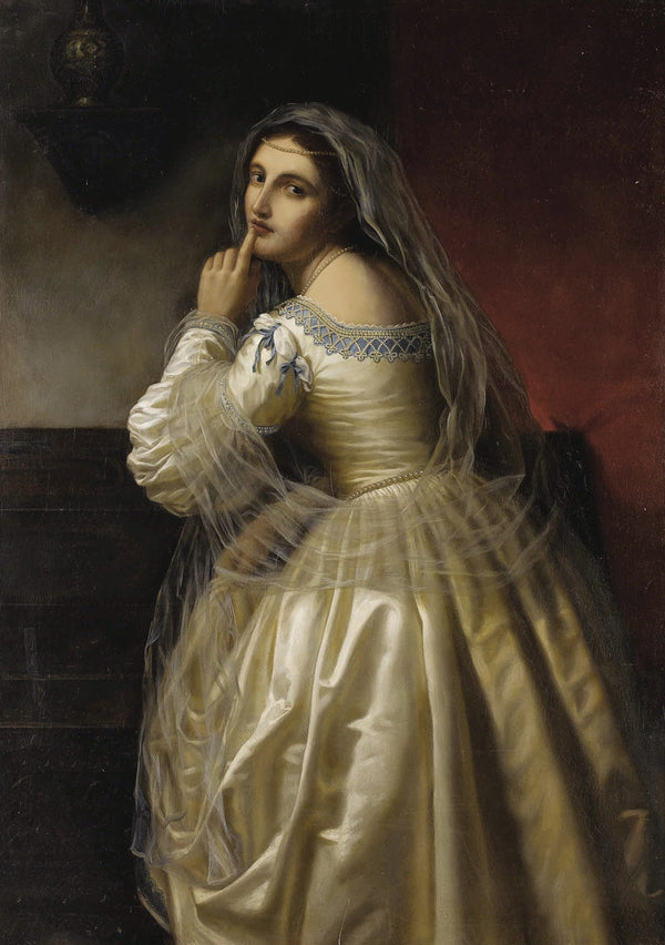 Portrait of a Lady with Beautiful Veil 19th Century
