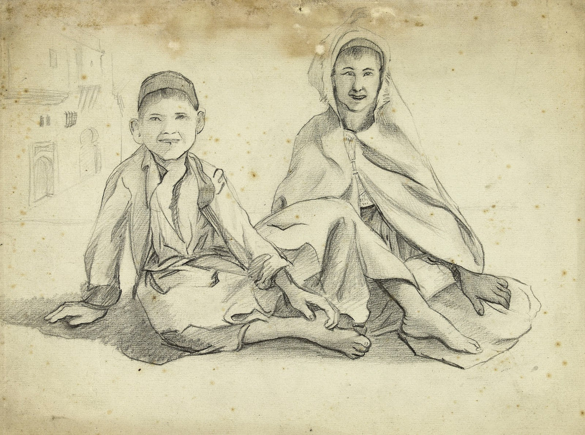 Deux enfants arabes assis