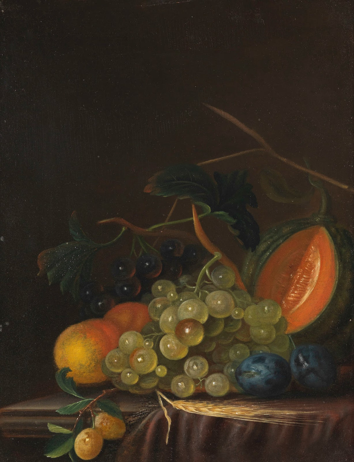 Stillleben Mit Trauben Pfirsichen Zwetschgen Und Melone 1800