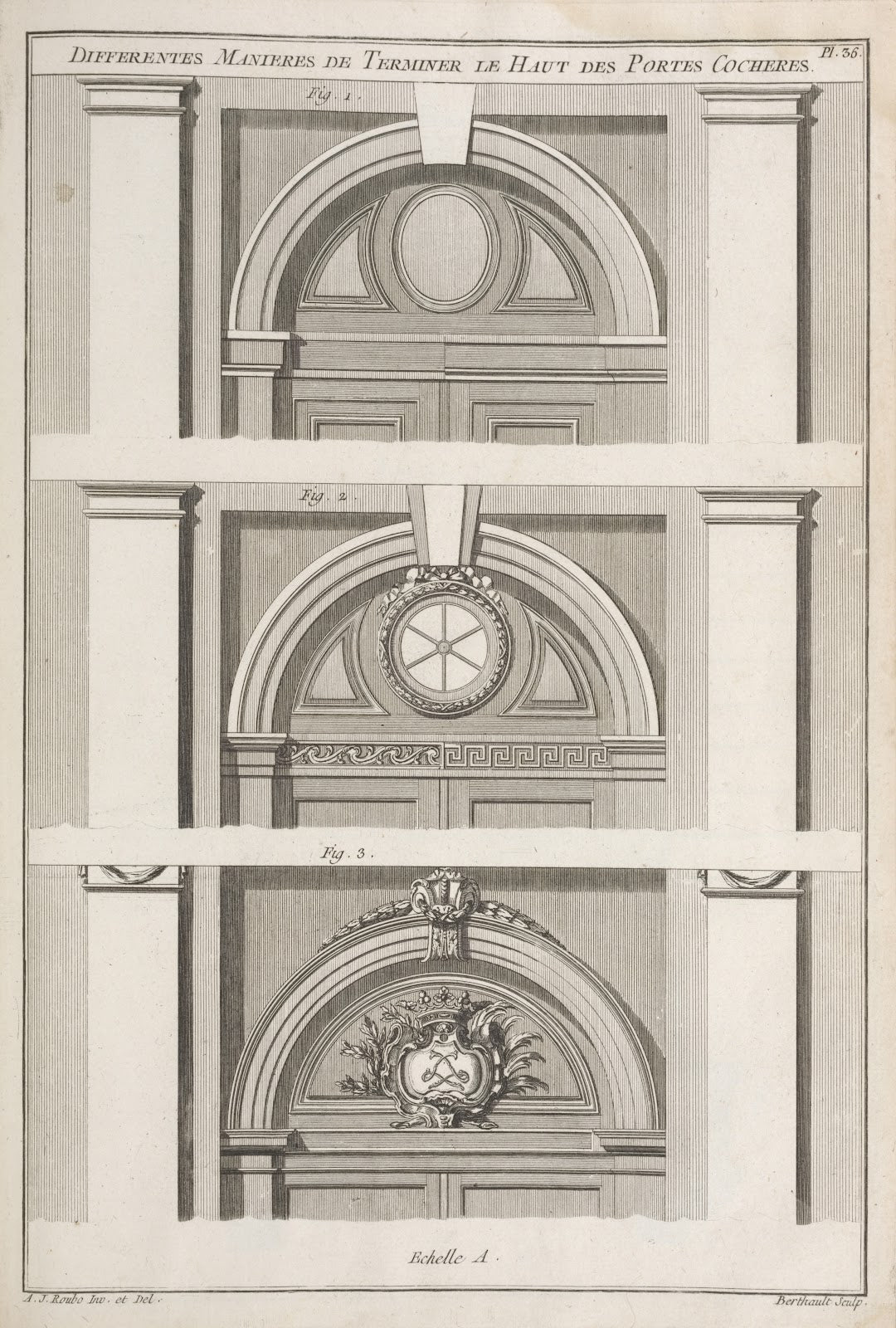 Differentes manieres de terminer le haut des portes cocheres 1769 1774