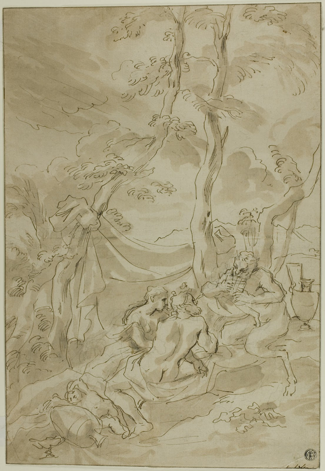 Bacchanale with Satyr Playing Reeds