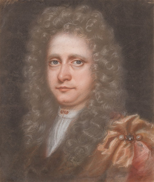 Young Gentleman with a full Face and long curled Wig ca 1680