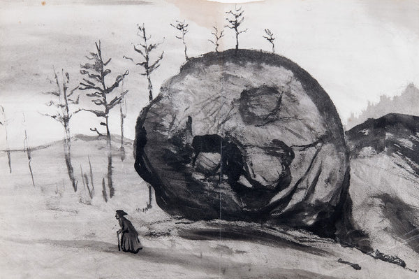 Old Woman and a Sleeping Rock