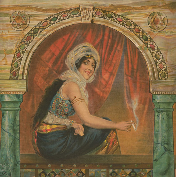 Woman sitting in window smoking 1904