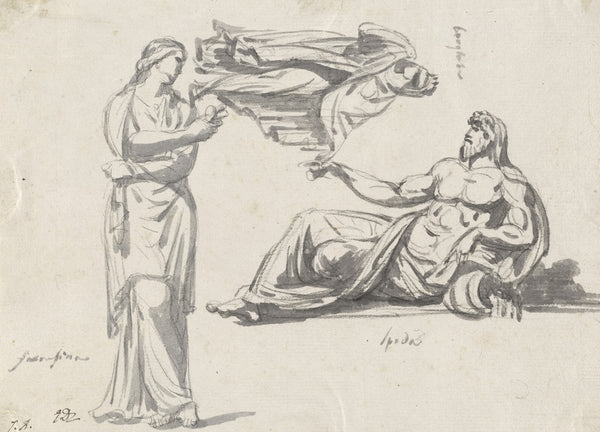 A River God and Two Classical Sculptures 1775 80