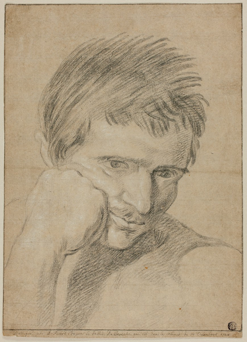 Bust of Young Man Resting Chin on Hand c 1720