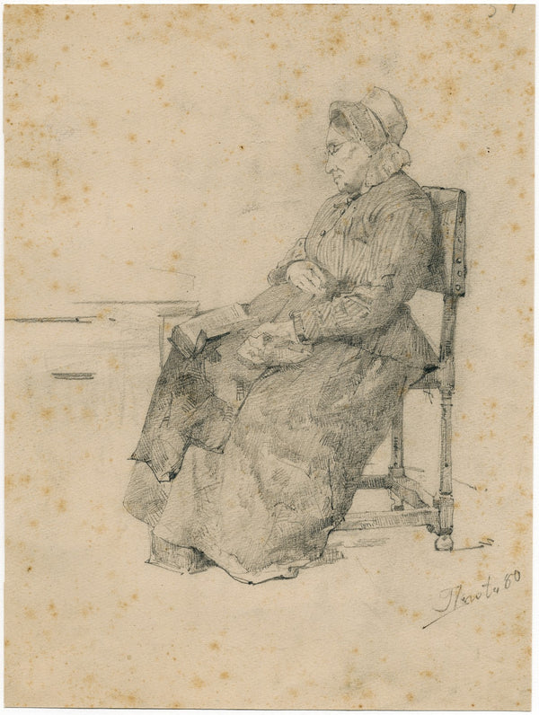 Sleeping woman with book on her lap 1880