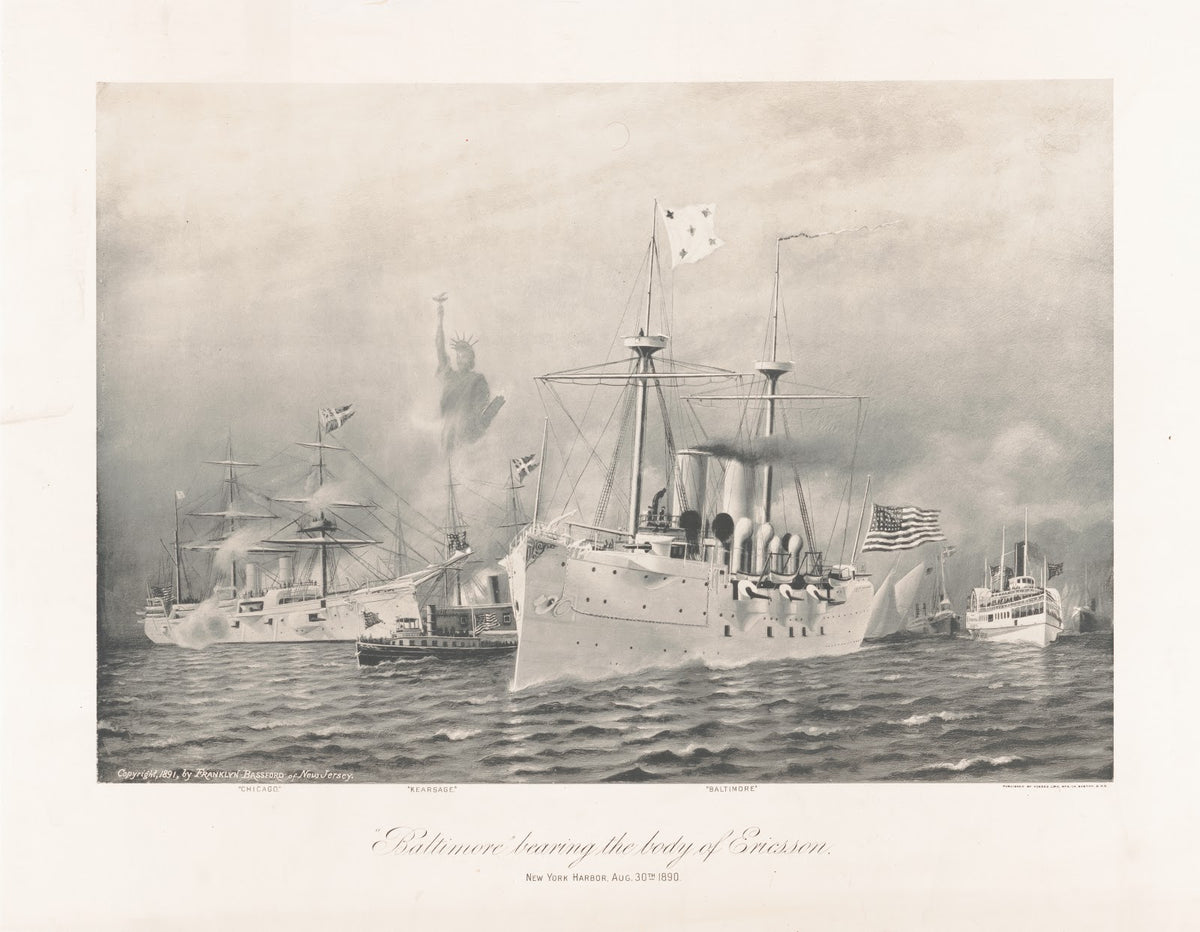 Baltimore bearing the body of Ericsson New York Harbor Aug 30th 1890 1891